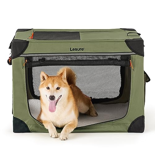 Lesure Soft Collapsible Dog Crate - 42 Inch Portable Travel Crate for Extra Large Dogs Indoor & Outdoor
