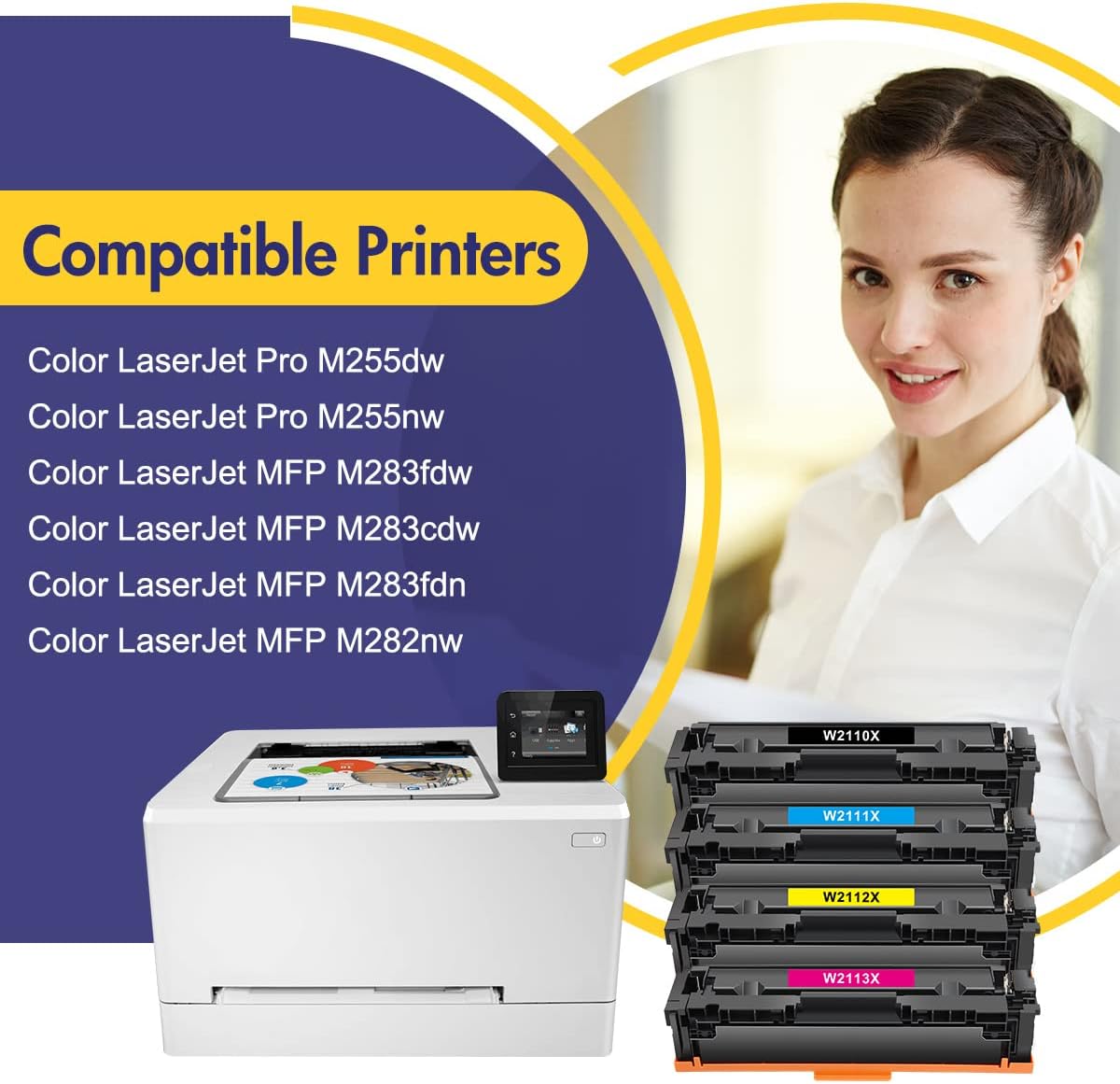 INFITONER Compatible 206X Toner Cartridge Replacement for HP 206X 206A 206 W2110X W2110A Color Pro MFP M283fdw M255dw M283cdw M283 M255 Printer Ink