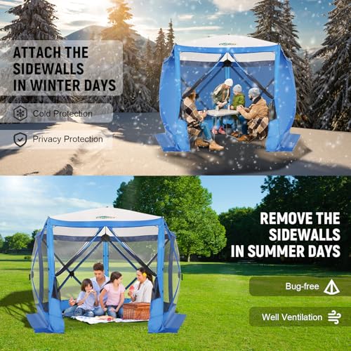 COBIZI 12x12ft Pop up Gazebo Screen Tent Screen House for Camping, Camping Outdoor Screened Gazebo, Canopy Tent