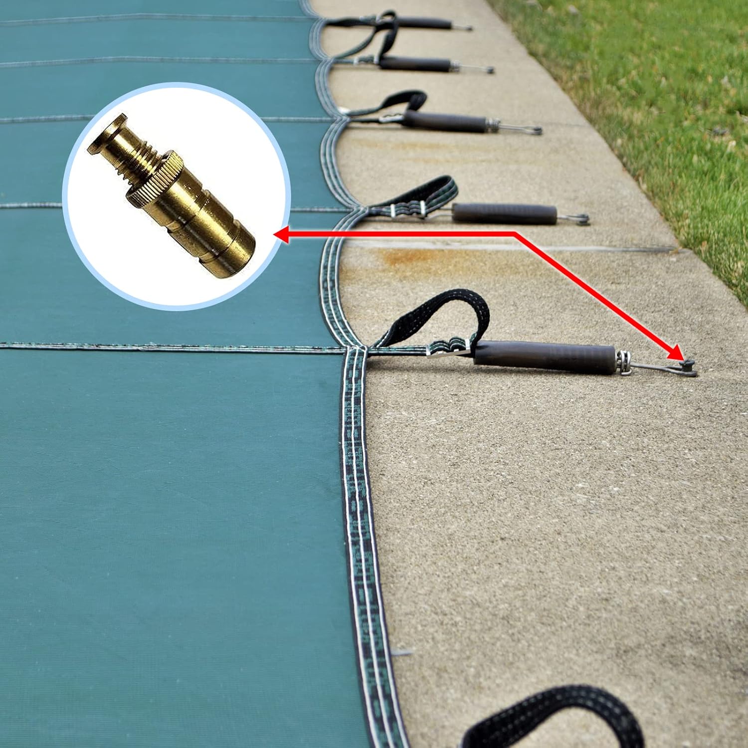 Poolzilla Pool Safety Cover Brass Anchors for Concrete and Pavers - 25 Pack - Universal Fit Pack of 2