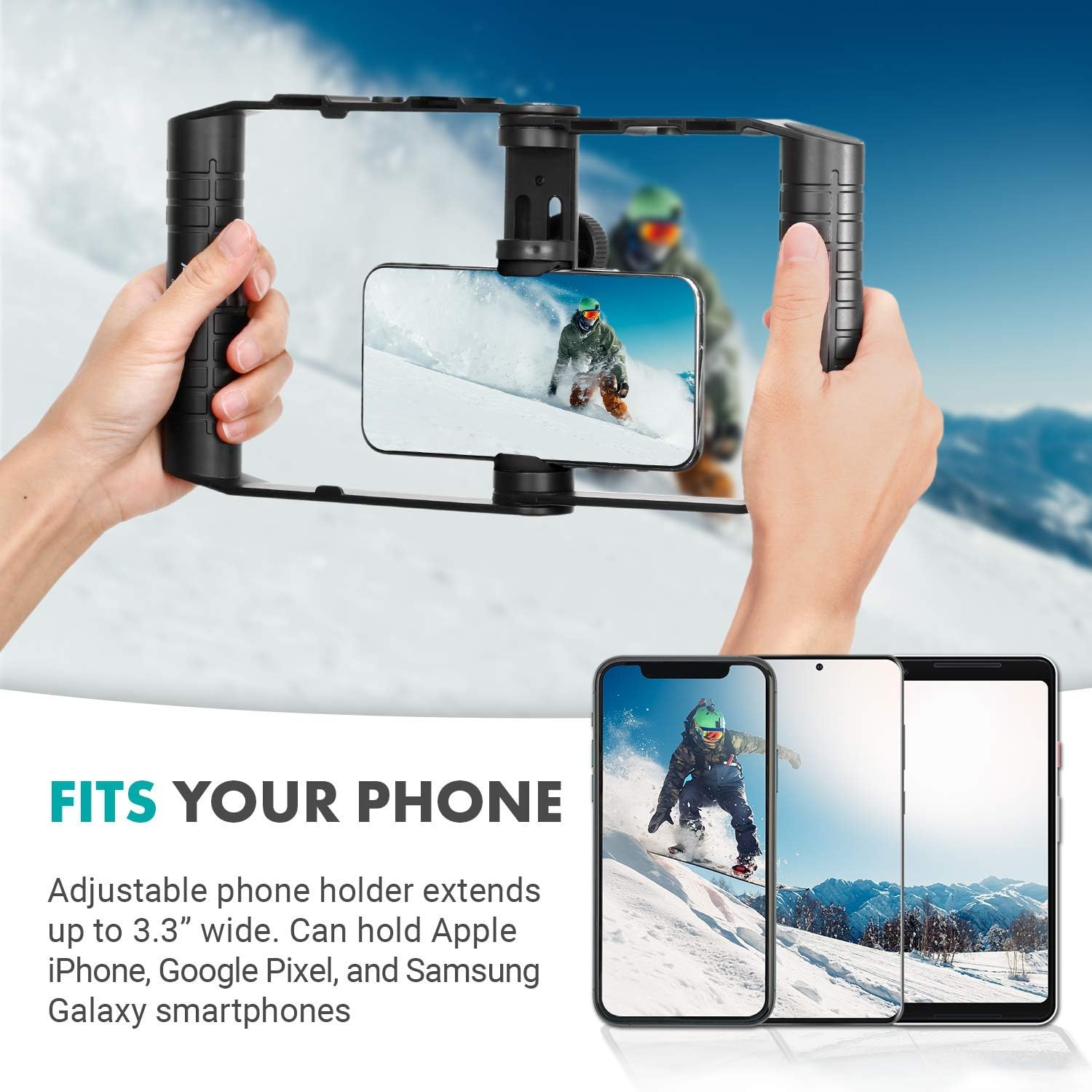 Movo Smartphone Tripod Mount Vlogging Kit - Folding Cage for Phone Holder for Tripod - Lightweight Camera Tripod Accessories