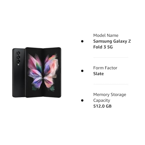SAMSUNG Galaxy Z Fold 3 5G US Version, 256GB, Phantom Black - Unlocked (Renewed)