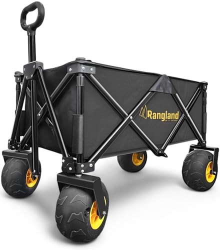 Beach Wagon with Big Wheels for Sand [Large Balloon Air Tires] Folding Utility Cart with Rustproof Heavy-Duty Steel Frame