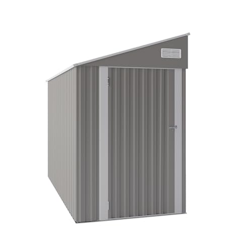 4×8 FT Outdoor Metal Storage Shed,Heavy-Duty Lean to Storage Shed with Floor Base,Garden Tool Metal Storage House W/Lockable Door and 2 Air Vents