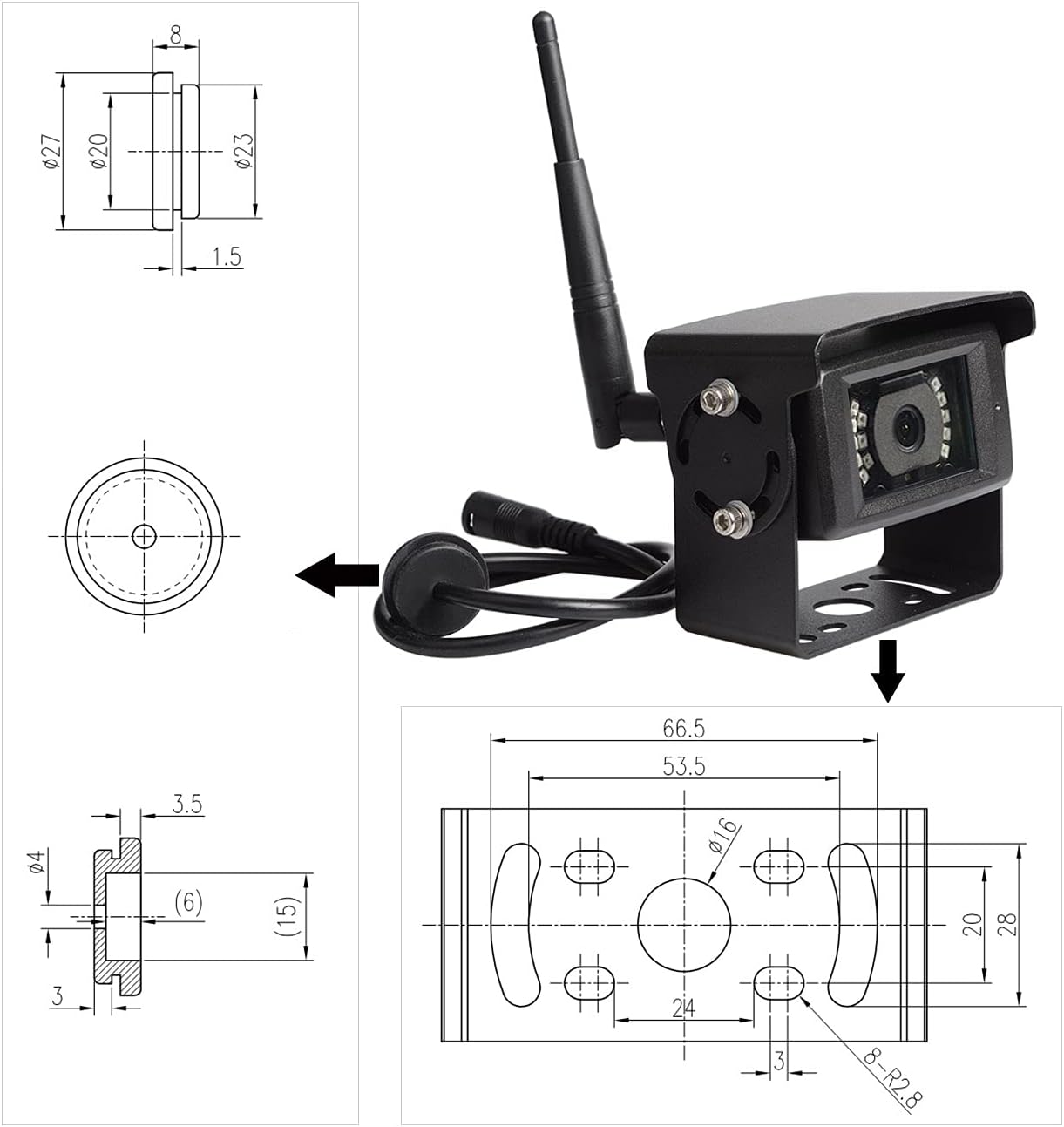 Haloview MC7108 Wireless RV Backup Camera System 7'' Monitor Built in DVR Rear View Camera with Infrared Night Vision and Wide Viewing Angle for