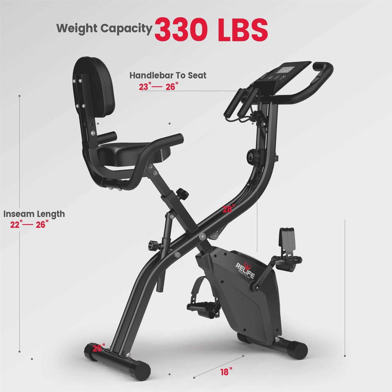 Relife Sports 3 in 1 Upright Exercise Bike with Resistance Bands Recumbent Stationary Bike for Home - Sports Supplies Online Store