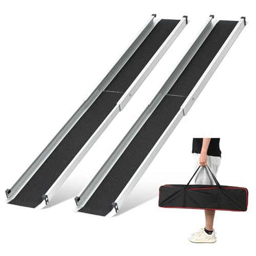 Adjustable Wheelchair Ramp 6FT Telescoping Portable Ramps for Steps Aluminum Lightweight Ramp with Storage Bag Non-Skid Ramps for Wheelchair for Home
