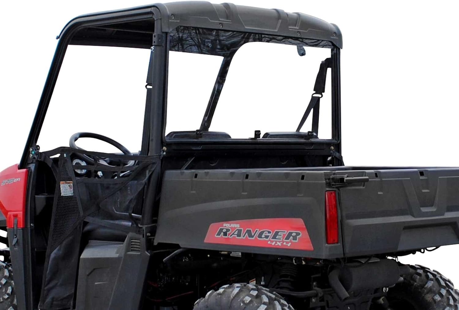 SuperATV Rear Windshield for 2017+ Polaris Ranger Midsize 500/570 / Crew/ETX/EV | 1/4 Thick Clear Polycarbonate 250x Stronger Than Glass and 25x