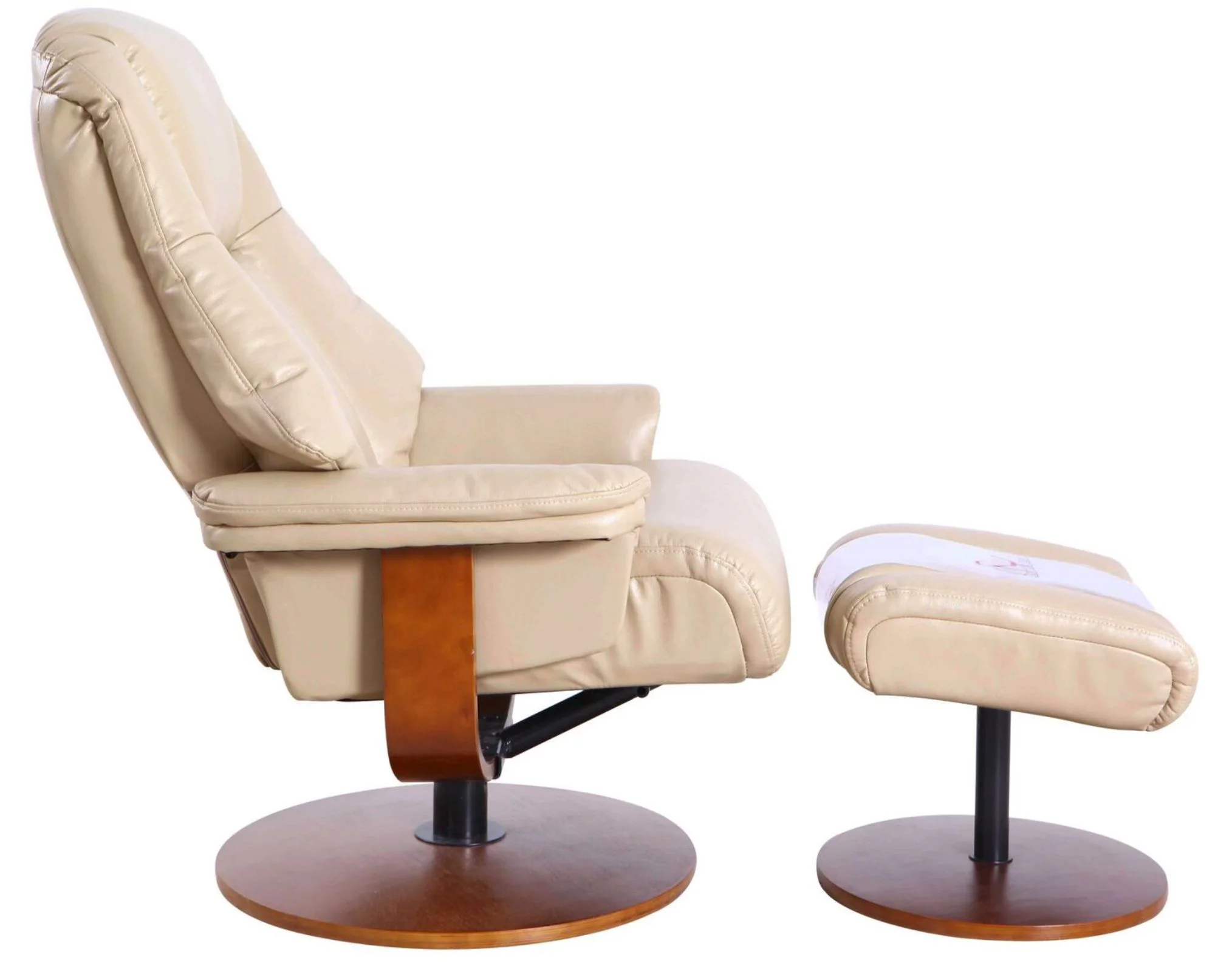 Contemporary Home Living 44" Beige and Brown Lindley Recliner Chair with Ottoman