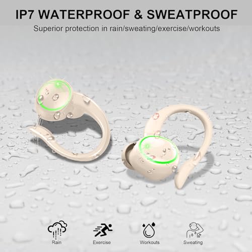 Wireless Earbuds, Bluetooth 5.4 Headphones Sports, 50H Playback Over-Ear buds with ENC Noise Cancelling Mic