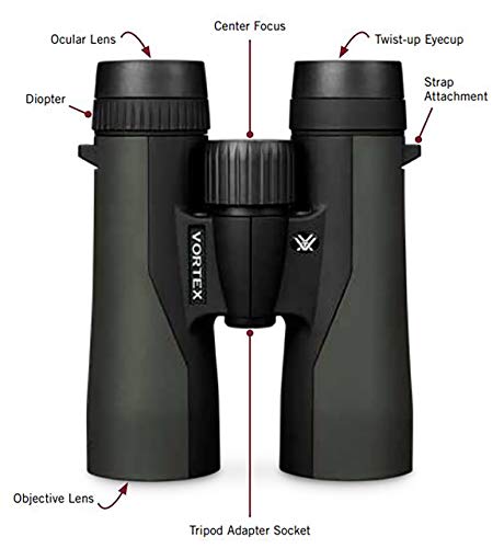 Vortex Optics Crossfire HD 10x42 Binoculars - HD Optical System, Tripod Adaptable, Rubber Armor, Waterproof, Fogproof, Shockproof