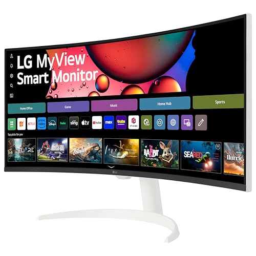 LG 34SR63QA-W 34 inch Smart Curved Monitor with Streaming TV, QHD 1440p, UltraWide Screen, USB Type-C 65W PD, 1800R, webOS, HDR10, 100Hz