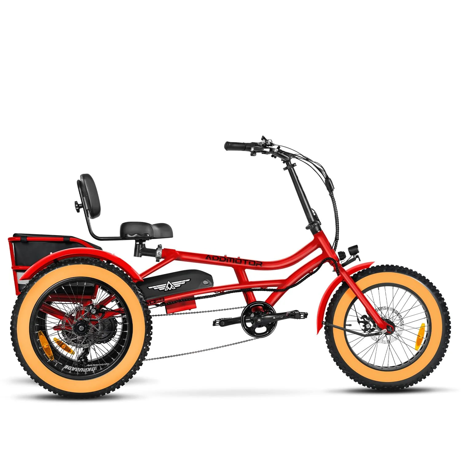 Addmotor M-360II Semi-Recumbent Electric Trike, 85MI, Fat Tire 3 Wheel Electric Bike for Adults, 750W 48V 20Ah Electric Tricycle for Seniors