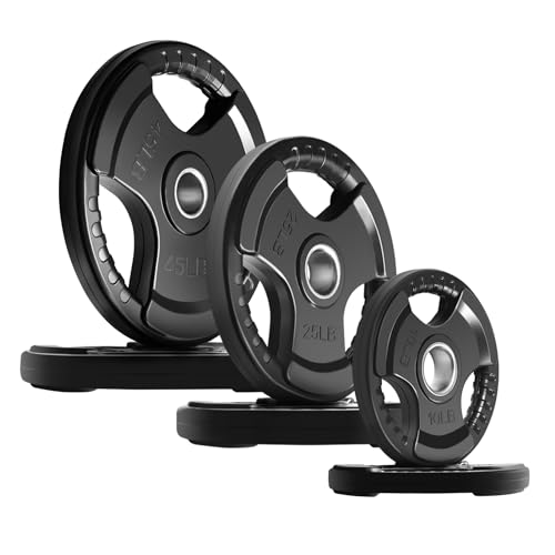 RitFit Olympic Rubber Grip Plates for Barbell, 2-Inch Weight Plates for Weightlifting and Strength Training in Home & Gym, Single