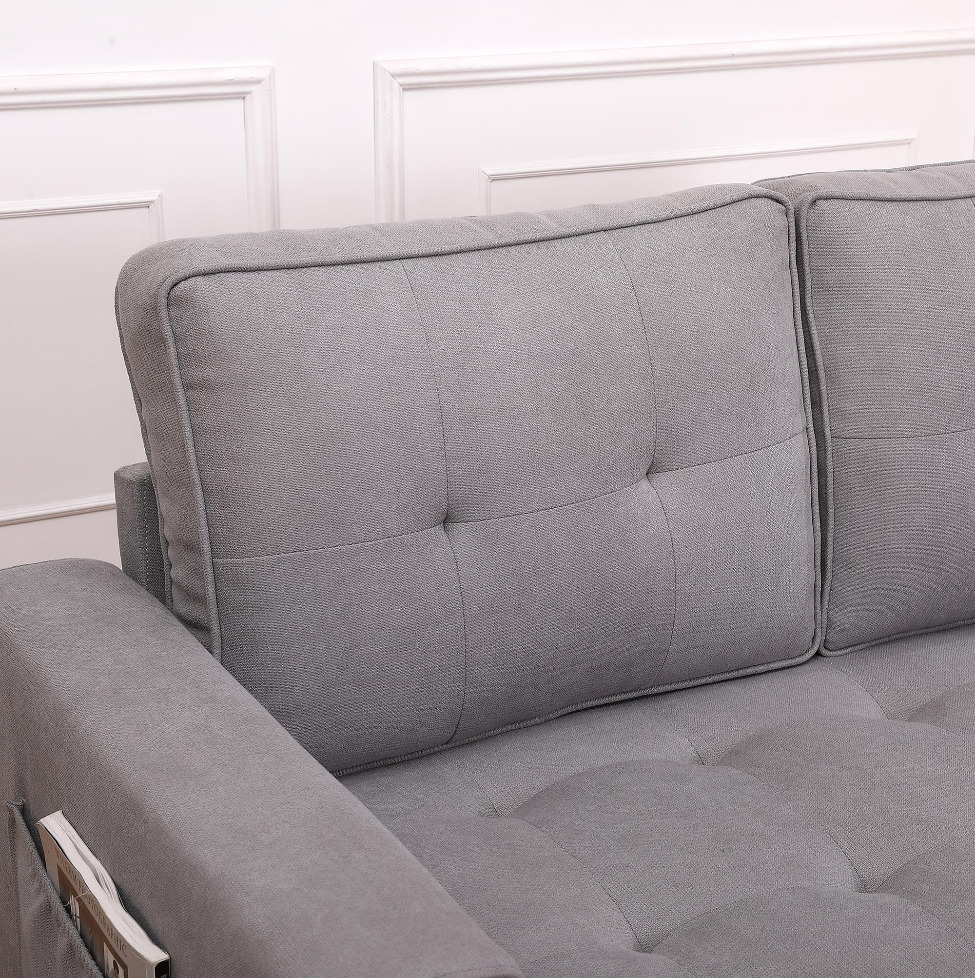 3-in-1 Upholstered Futon Sofa Convertible Floor Sofa bed,Foldable Tufted Loveseat with Pull Out Sleeper Couch Bed