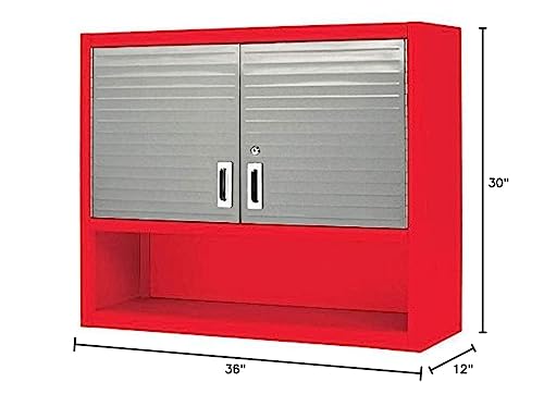 Seville Classics UltraHD Solid Steel Rolling Lockable Metal Storage Wall Cabinet Locker Organizer w/Adjustable Shelves for Garage, Warehouse, Office