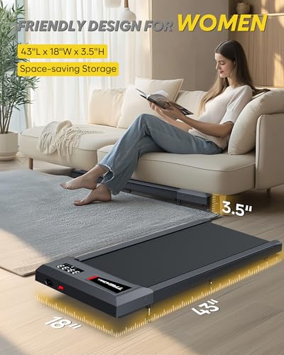 Walking Pad with Incline, Walking Pad Treadmill 300lb Capacity, Under Desk Treadmill Works with KINOMAP WELLFIT