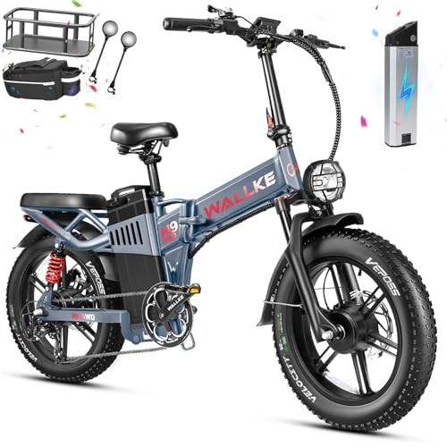 Wallke H9 AWD 3200W Dual Motor Electric Bike for Adult, 48V 82Ah/60Ah Sam-sung Cell Battery, 240-130 Mile 34MPH Fast Ebike