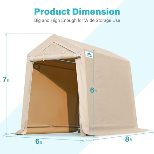 ADVANCE OUTDOOR 10x10 ft Heavy Duty Outdoor Patio Portable Canopy Storage Shelter Shed Carport with 2 Roll up Zipper Doors & Vents for Snowmobile