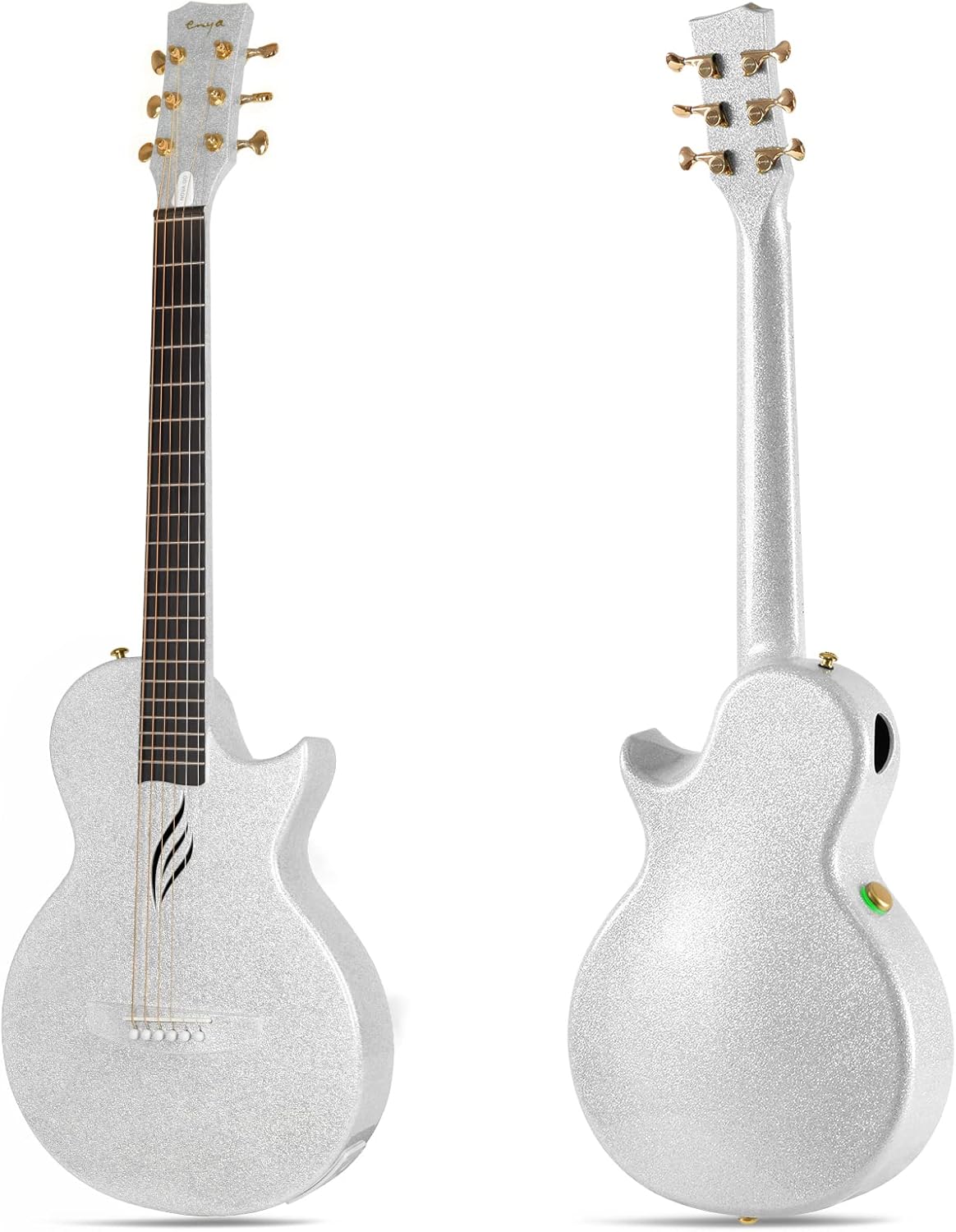 Enya NOVA Go SP1 Carbon Fiber Acoustic Electric Guitar with Smart AcousticPlus 35 Inch Travel Acustica Guitarra Starter Bundle Kit of Gig Bag, Strap