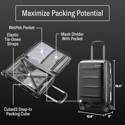 Samsonite Carry-On Pro Front Pocket Hardside Expandable 21-Inch Octiv Luggage: Durable & Impact Resistant, 360° Aero Trac Spinner Wheels