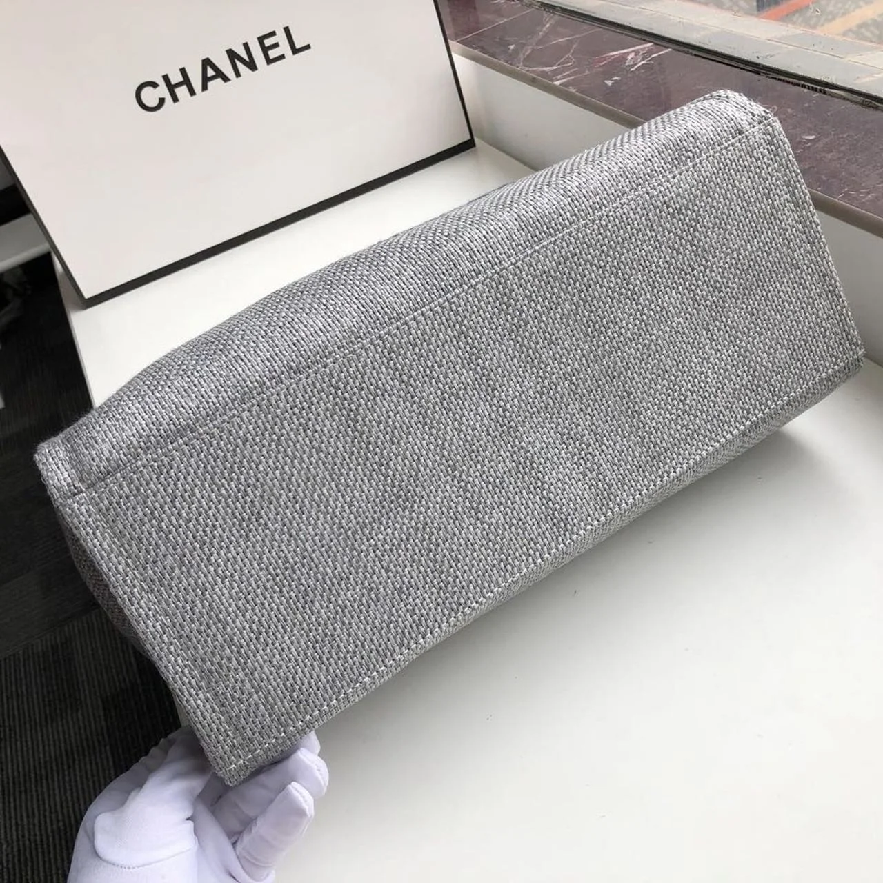 Chanel Small Shopping Bag Silver Hardware Grey For Women, Women&rsquo;s Handbags, Shoulder Bags 15.2in/39cm AS3257