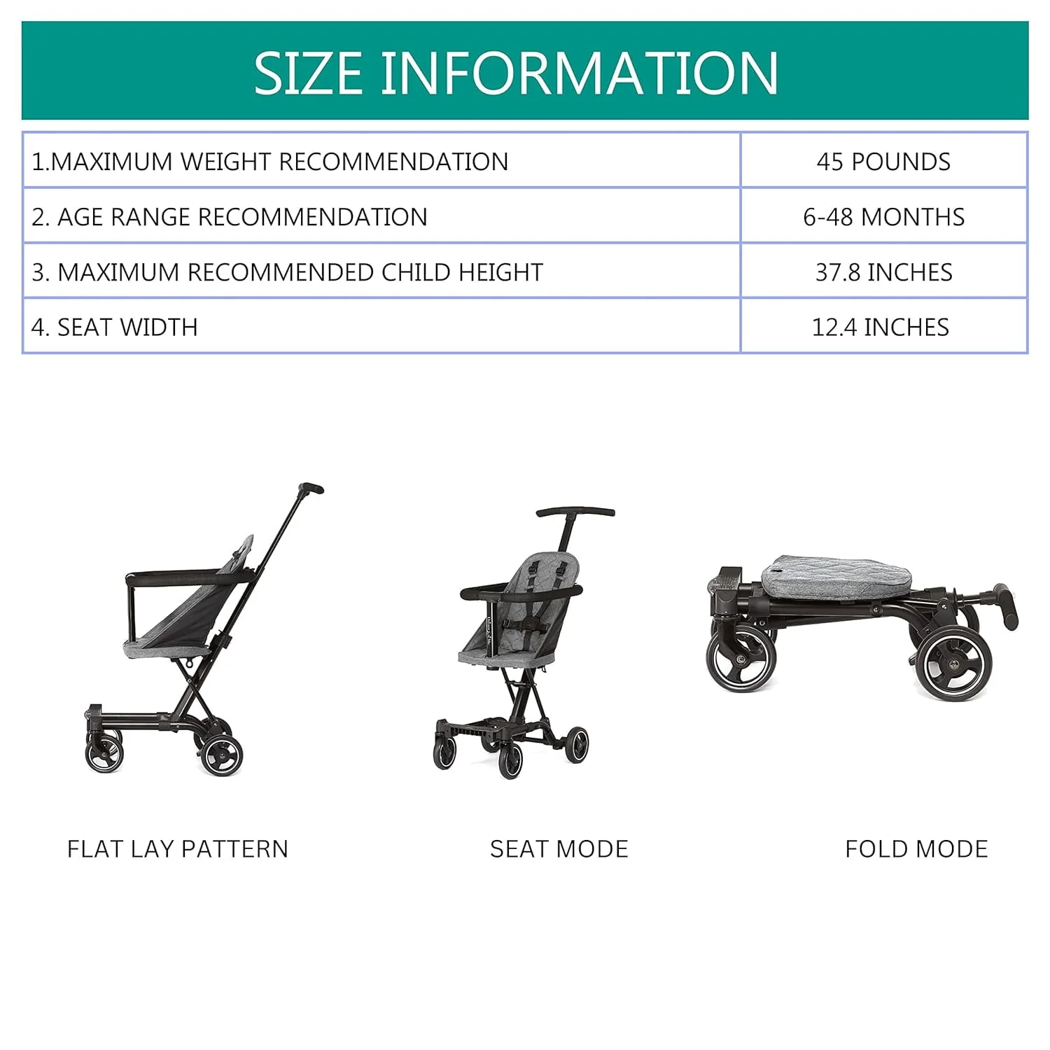 Dream On Me Coast Rider | Travel Stroller | Lightweight Stroller | Compact | Portable | Vacation Friendly Stroller, Black