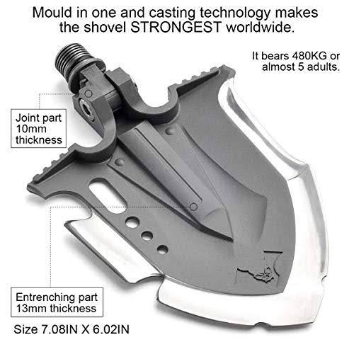 Zune Lotoo Outdoor Camping 29.7 inch Stainless Steel Survival Shovel, Gray