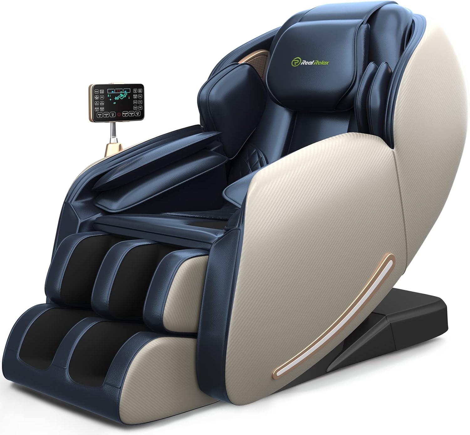 Real Relax Massage Chair, Full Body Zero Gravity SL-Track Shiatsu Massage Chair Recliner with Heat Body Scan Bluetooth Speakers Foot Roller, Favor-06