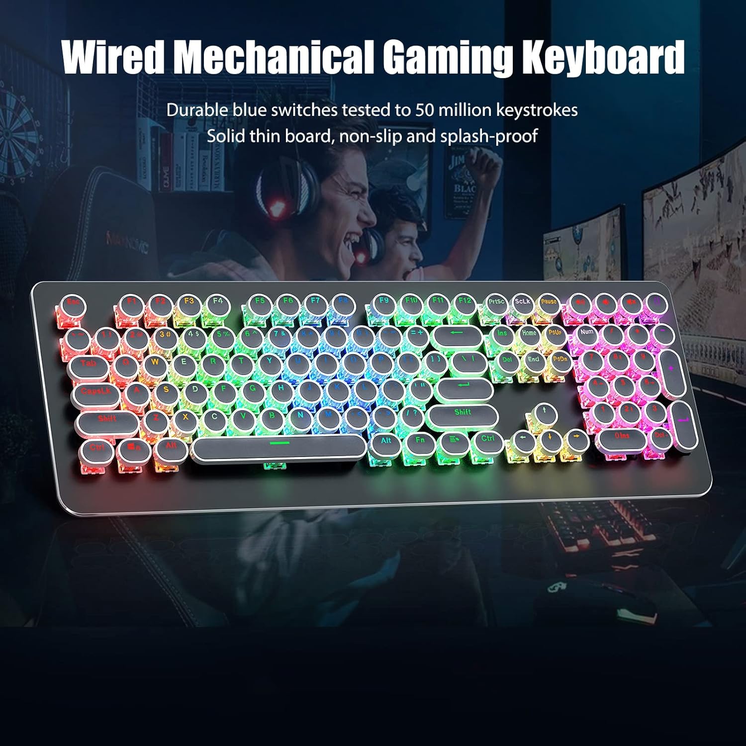 Typewriter Style Mechanical Gaming Keyboard with True RGB LED Backlight