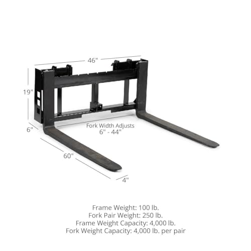 Titan Attachments 45" Skid Steer Pallet Fork Frame Attachment, 36" Fork Blades, Rate 4,000 LB, Quick Tach Tractor