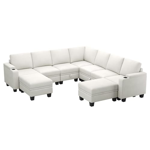 Belffin Modular Sectional Sofa Couch with Storage U Shape Convertible Corner Couches for Living Room Dark Grey Couch