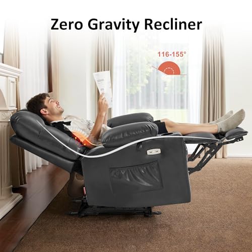 MCombo Zero Gravity Power Recliner Chair with Heat and Vibration Massage, Reclining Chair with USB Ports, Cup Holders for Living Room