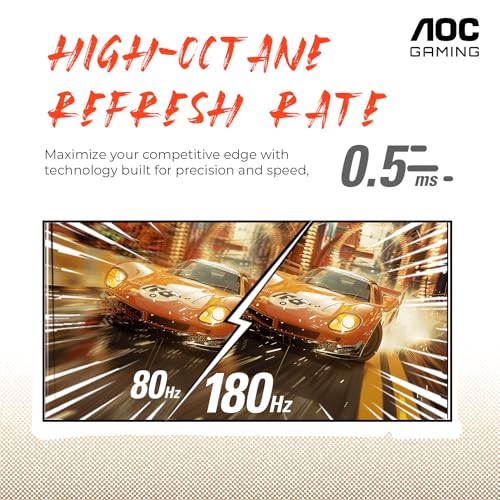 AOC C27G2Z 27" Curved Frameless Ultra-Fast Gaming Monitor, FHD 1080p, 0.5ms 240Hz, FreeSync, 2x HDMI 2.0, 1x Display Port, Height Adjustable