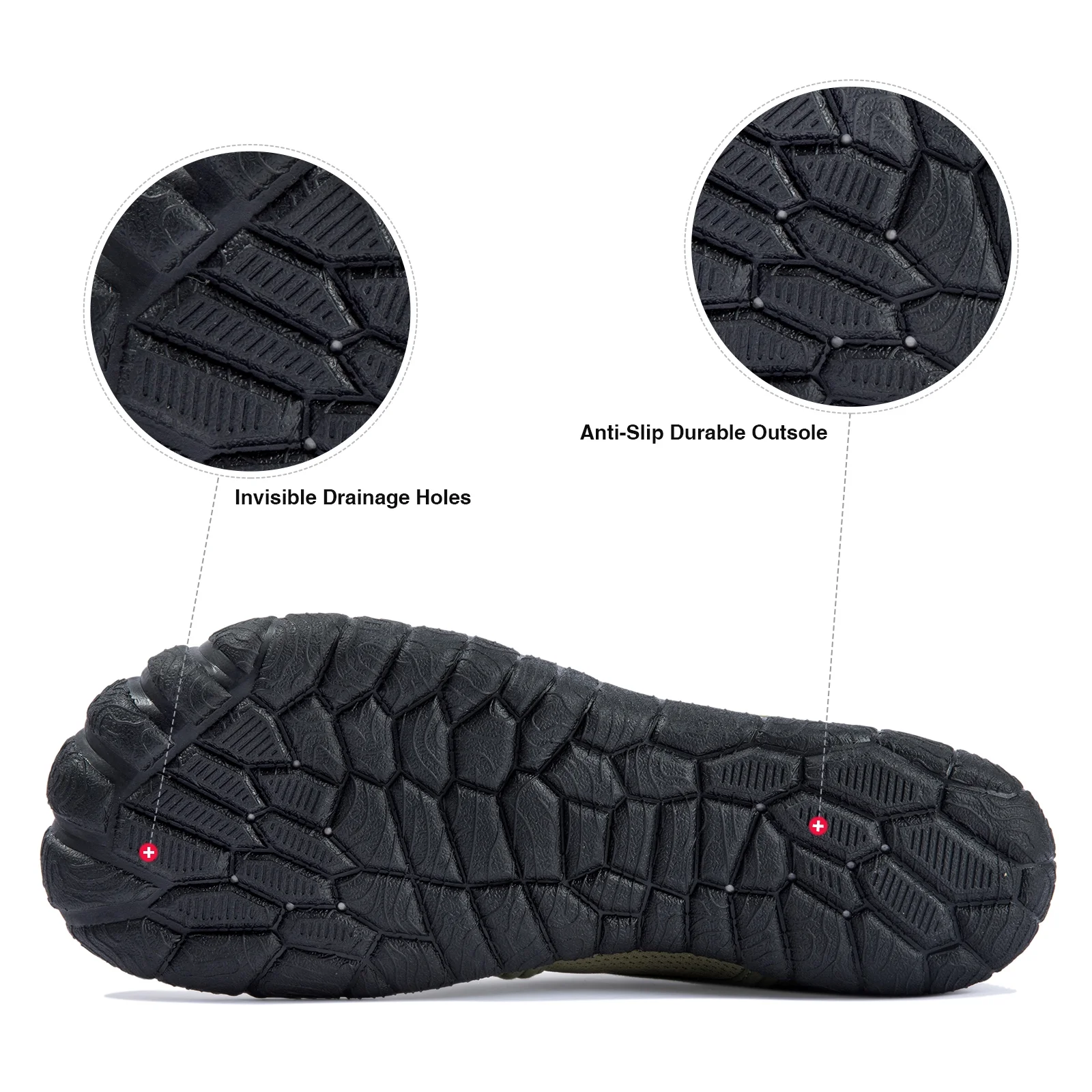 WOTTE Men's Water Shoes Quick-Dry Aqua Sock Barefoot Wide Toe Sports Outfoor Shoes for Beach Swim River Pool Lake Hiking Kayaking Surfing