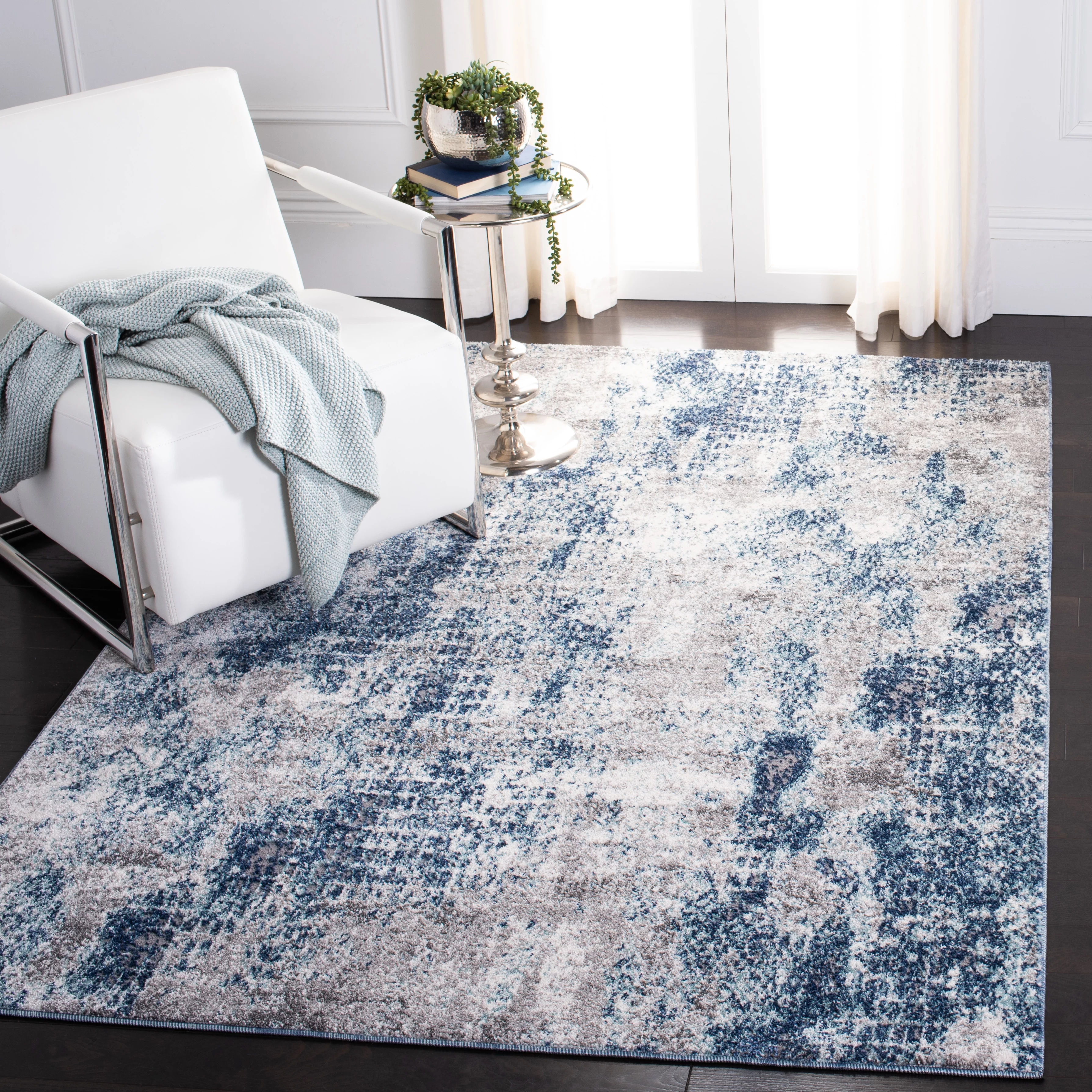 SAFAVIEH Aston Georgiana Abstract Distressed Area Rug, Navy/Grey, 6' x 9'