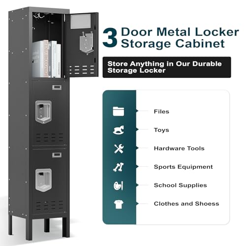 Metal Locker with 5 Doors,Lockers for Employees,66'' Steel Storage Locker for School,Gym, Office, Office,Garage