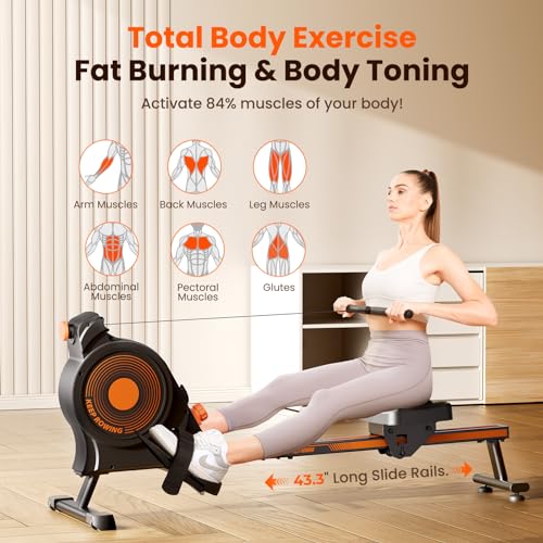 Rowing Machines for Home - Magnetic/Water Rowing Machine with Upgrade 16 Resistance Levels, Max 350 LB Weight Capacity