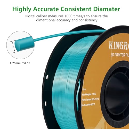 Kingroon Silk PLA Bundle 3D Printer Filament, Dimensional Accuracy +/- 0.03 mm, 10 kg Spool(22lbs)