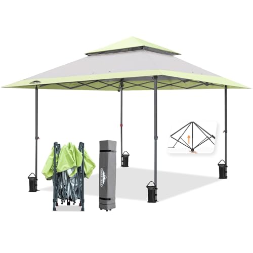 EAGLE PEAK 13x13 Straight Leg Pop Up Canopy Tent Instant Outdoor Canopy Easy Single Person Set up Folding Shelter w/Auto Extending Eaves 169 Square