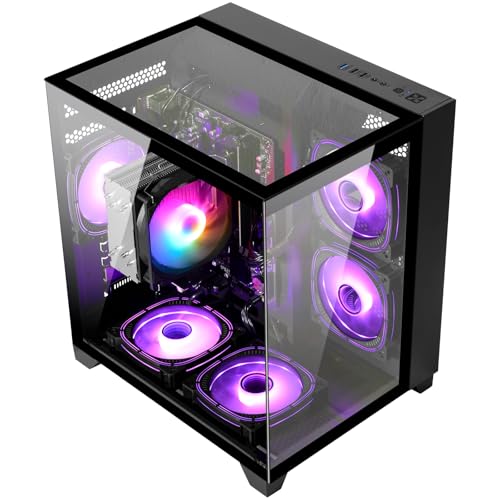 LXZ Desktop PC Computer AMD Ryzen 5 5600GT 6 core 3.9GHz, 16G DDR4 RAM, 512G NVME SSD, Tower Computer for Home and Office (Black)