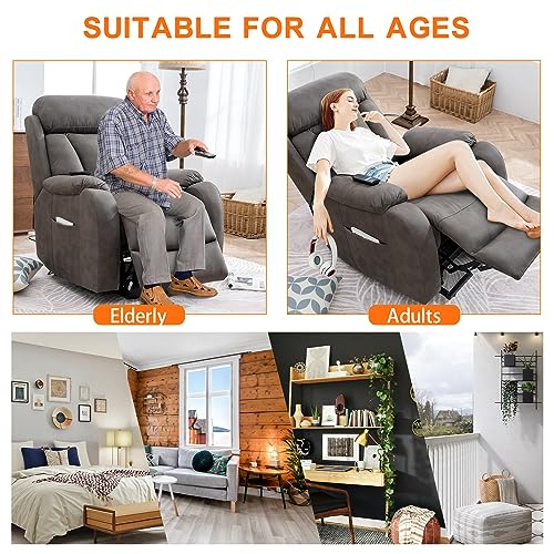 Small Power Lift Recliner for Elderly, Lift Chair Recliners, Electric Recliner Chairs for Seniors, Remote Control, Adjustable, Side Pocket (Navy Blue)