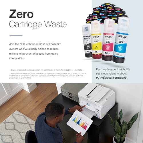 Epson EcoTank ET-4800 Wireless All-in-One Cartridge-Free Supertank Printer with Scanner, Copier, Fax, ADF and Ethernet – Ideal-for Your Home Office