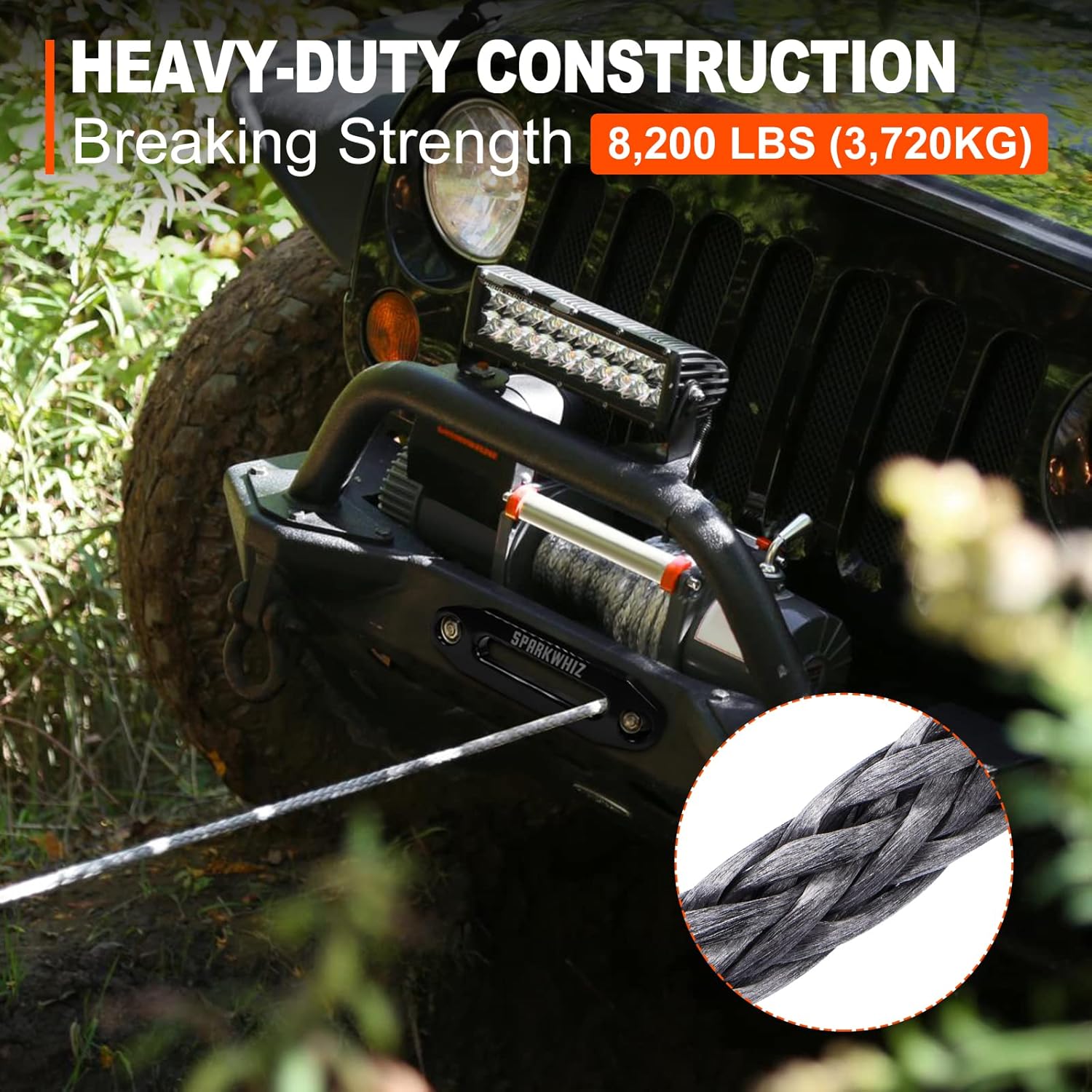 SPARKWHIZ Synthetic Winch Rope Kit