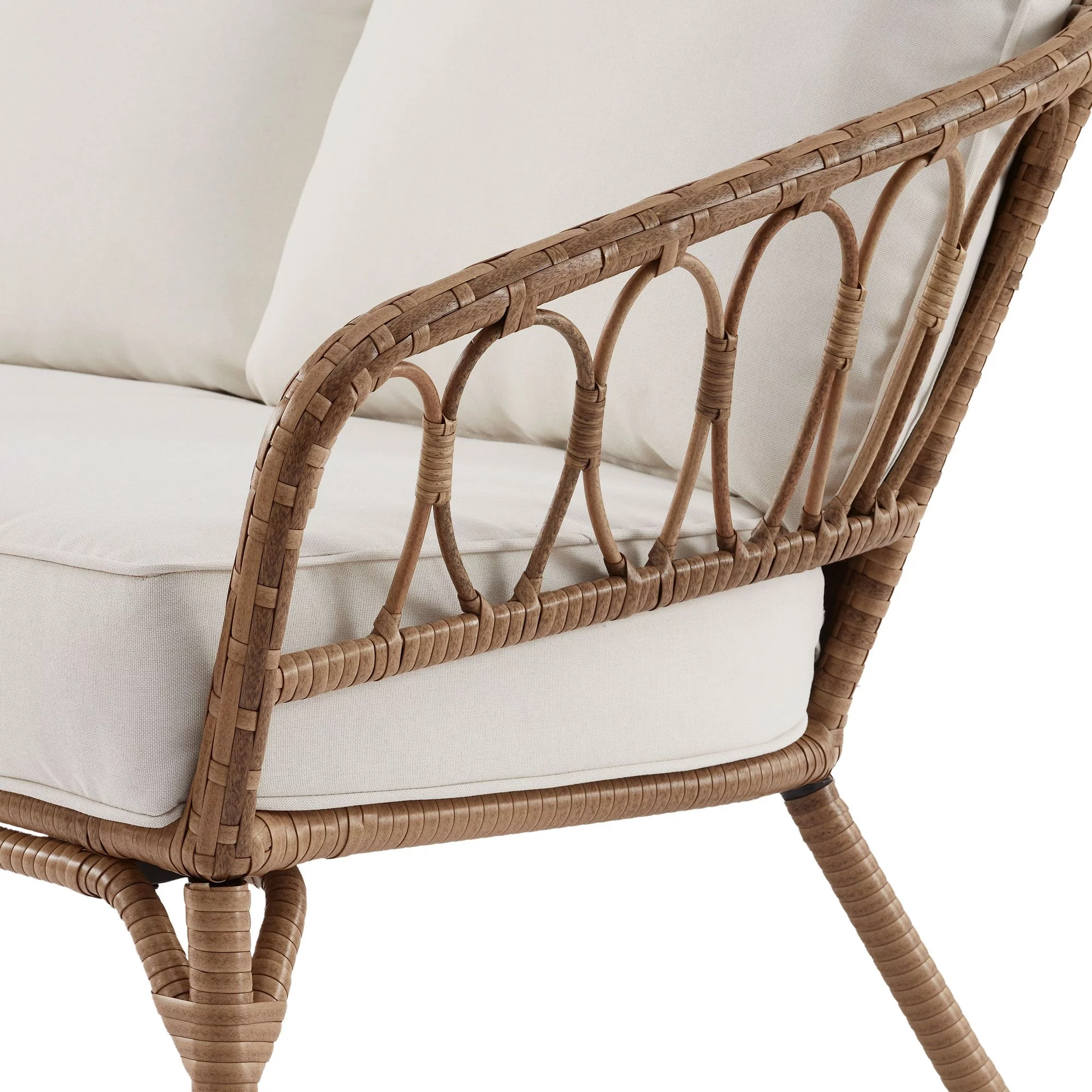 Better Homes & Gardens Willow Sage All-Weather Wicker Outdoor Loveseat and Ottoman Set, Beige