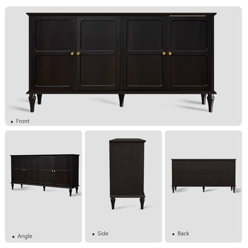 ARTPOWER Sideboard Buffet Cabinet with Storage, 58'' Mid-Century Modern Storage Cabinet with 4 Doors and Adjustable Shelves