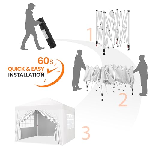 Yaheetech 10x10 Pop Up Canopy with 4 Removable Sidewalls, Portable Enclosed Instant Tent, Waterproof Outdoor Tent, Beach Sun Shelter with 4 Sandbags
