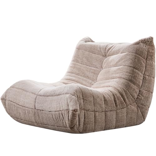 Bean Bag Chairs for Adults Giant Bean Bag Chair Memory Foam BeanBag Chair Big Bean Bag Sofa with Filler Faux Fur Fireside Beanbags Lazy Sofa for