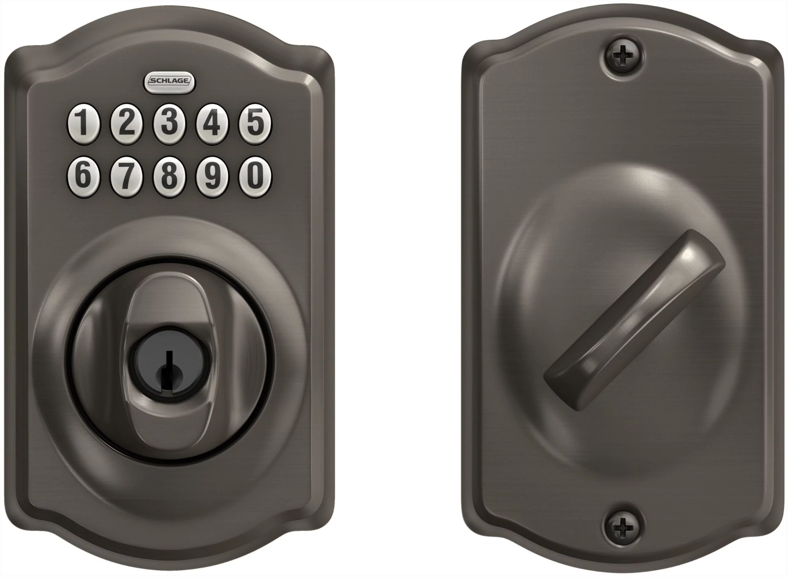Schlage Be365-Cam Camelot Electronic Keypad Single Cylinder Deadbolt - Black