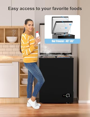 7.0 Cu Ft Chest Freezer - Energy Efficient & Quiet Mini Freezer with Adjustable Thermostat - Compact Deep Freezer for Home, Apartment, and Garage